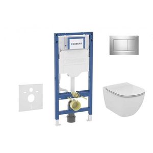 GEBERIT Duofix Set předstěnové instalace, klozetu Tesi a sedátka softclose, tlačítko Sigma30, lesklý chrom/matný chrom SANI11CD1137 obraz