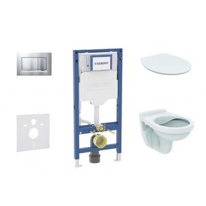 GEBERIT Duofix Set předstěnové instalace, klozetu Alpha a sedátka softclose, tlačítko Sigma30, matný chrom/chrom SANI11CD2106 obraz