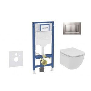 GEBERIT Duofix Set předstěnové instalace, klozetu Tesi a sedátka softclose, tlačítko Sigma30, matný chrom/chrom SANI11CD2114 obraz