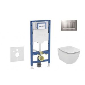GEBERIT Duofix Set předstěnové instalace, klozetu Tesi a sedátka, tlačítko Sigma30, matný chrom/chrom SANI11CD2122 obraz