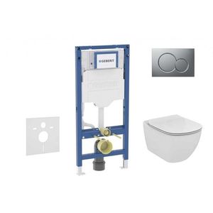 GEBERIT Duofix Set předstěnové instalace, klozetu Tesi a sedátka softclose, tlačítko Sigma01, matný chrom SANI11CD2134 obraz