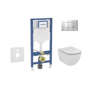 GEBERIT Duofix Set předstěnové instalace, klozetu Tesi a sedátka softclose, tlačítko Sigma30, matný chrom/chrom SANI11CD2138 obraz