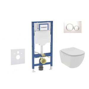 GEBERIT Duofix Set předstěnové instalace, klozetu Tesi a sedátka softclose, tlačítko Sigma20, bílá/chrom SANI11CD3111 obraz