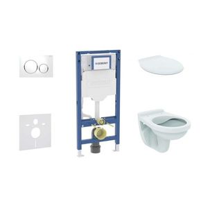 GEBERIT Duofix Set předstěnové instalace, klozetu Alpha a sedátka, tlačítko Sigma20, bílá/chrom SANI11CD3127 obraz