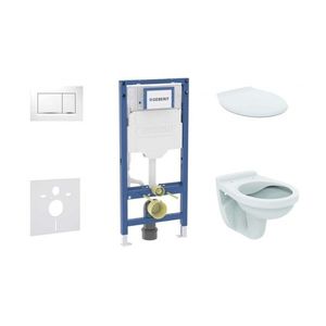 GEBERIT Duofix Set předstěnové instalace, klozetu Alpha a sedátka, tlačítko Sigma30, bílá/chrom SANI11CD3128 obraz