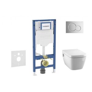 GEBERIT Duofix Set předstěnové instalace, klozetu TECEone a sedátka softclose, tlačítko Sigma01, lesklý chrom SANI11CT1101 obraz