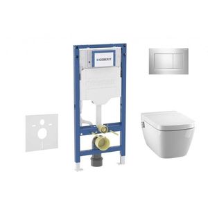 GEBERIT Duofix Set předstěnové instalace, klozetu TECEone a sedátka softclose, tlačítko Sigma30, lesklý chrom/matný chrom SANI11CT1105 obraz