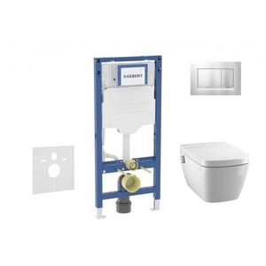 GEBERIT Duofix Set předstěnové instalace, klozetu TECEone a sedátka softclose, tlačítko Sigma30, matný chrom/chrom SANI11CT2106 obraz