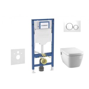 GEBERIT Duofix Set předstěnové instalace, klozetu TECEone a sedátka softclose, tlačítko Sigma20, bílá/lesklý chrom SANI11CT3103 obraz
