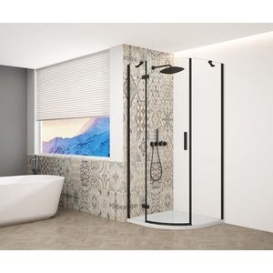 GELCO TRINITY BLACK čtvrtkruhový kout 900x900 pravý, čiré sklo, GT6590CR-B GT6590CR-B obraz