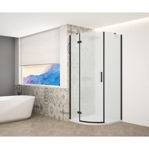 GELCO TRINITY BLACK čtvrtkruhový kout 900x900 levý, matné sklo, GT6590ML-B GT6590ML-B obraz