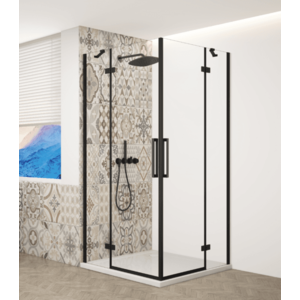 GELCO TRINITY BLACK čtvercový kout 800x800 rohový vstup, čiré sklo, GT2280-80C-B GT2280-80C-B obraz