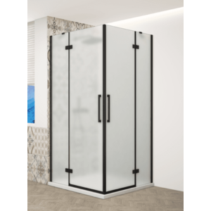 GELCO TRINITY BLACK čtvercový kout 800x800 rohový vstup, matné sklo, GT2280-80M-B GT2280-80M-B obraz