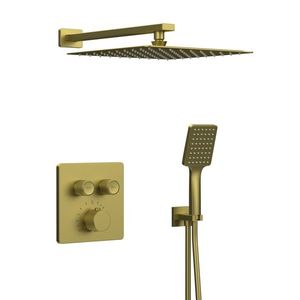 SAPHO SMART SELECT podomítkový sprchový set s termostatickou baterií, 2 výstupy, vyústění, zlato mat RP042GB-01 obraz