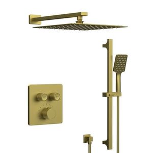 SAPHO SMART SELECT podomítkový sprchový set s termostatickou baterií, 2 výstupy, posuvný držák sprchy, zlato mat RP042GB-02 obraz