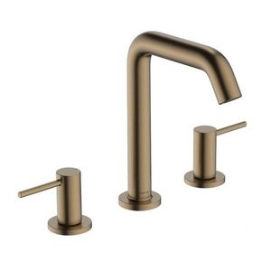 HANSGROHE Tecturis S Umyvadlová baterie s výpustí Push-Open, 3-otvorová instalace, EcoSmart, kartáčovaný bronz 73330140 obraz