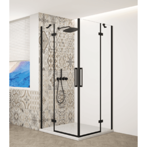 GELCO TRINITY BLACK čtvercový kout 900x900 rohový vstup, čiré sklo, GT2290-90C-B GT2290-90C-B obraz