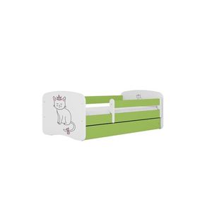 Kocot kids Dětská postel Babydreams kočka zelená, varianta 70x140, bez šuplíků, bez matrace obraz