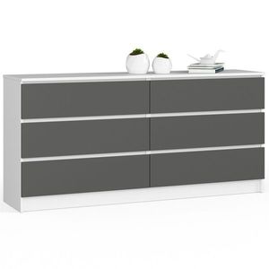 Ak furniture Komoda Kuba 160 cm 6 šuplíků bílá/grafitová obraz