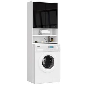 Ak furniture Koupelnová skříňka nad pračku Fin bílá/černá lesk obraz