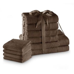 Sada bavlněných ručníků AmeliaHome AMARI 2+4+4 ks hnědá, velikost 2*70x140+4*50x100+4*30x50 obraz
