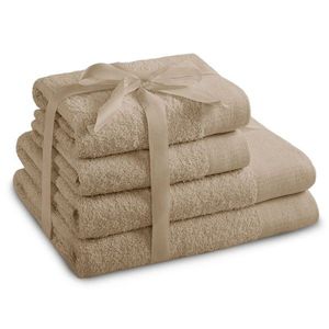 Sada bavlněných ručníků AmeliaHome AMARI béžová, velikost 2*70x140+2*50x100 obraz