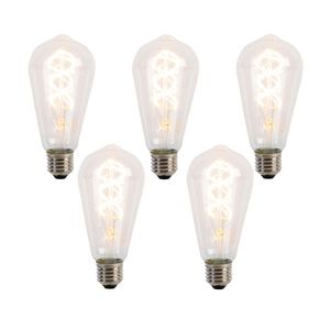 Sada 5 LED žárovek E27 se spirálovým vláknem ST64 5W 400 lm 2200K obraz