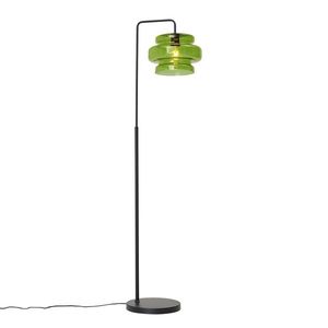 Retro stojací lampa černá se zeleným sklem - Denise obraz