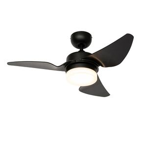 Stropní ventilátor černý 86, 7 cm vč. LED stmívatelný s dálkovým ovládáním - Yuki obraz