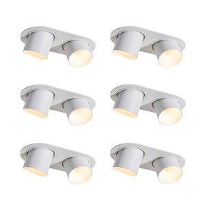 Sada 6 zapuštěných bodových svítidel bílá GU10 50mm 2-světlo - Installa obraz