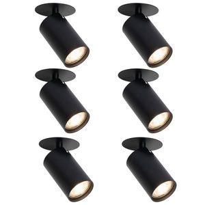 Sada 6 moderních zapuštěných bodových svítidel černá GU10 50mm - Chels obraz