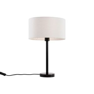 Tafellamp zwart met ovale linnen kap wit 35cm - Simplo obraz