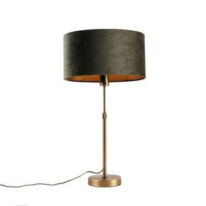 Tafellamp brons met ovale velours kap groen 35cm - Parte obraz