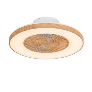 Stropní ventilátor s potiskem dřeva 60 cm vč. LED stmívatelné s dálkovým ovládáním - Climo obraz