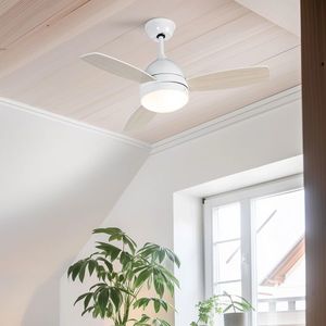 Stropní ventilátor bílý s potiskem dřeva 96 cm s dálkovým ovládáním - Rotar obraz