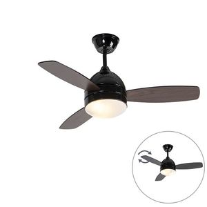 Stropní ventilátor černý s dřevěným potiskem 96 cm s dálkovým ovládáním - Rotar obraz