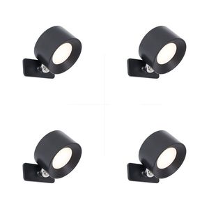 Sada 4 moderních nástěnných a stropních svítidel černá vč. LED dobíjecí - Bright obraz