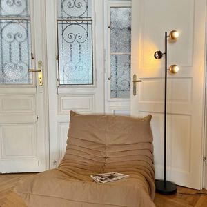 Chytrá stojací lampa černá se zlatým interiérem vč. 3 Wifi GU10 - Buell obraz