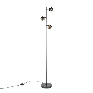 Moderní stojací lampa 3-světlo černá se zlatým vnitřkem - Buell Deluxe obraz