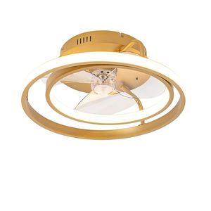 Stropní ventilátor zlatý 46, 5 cm vč. LED s dálkovým ovládáním - Kees obraz