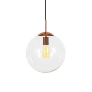 Závěsné svítidlo Art Deco měděné s průhledným sklem 30 cm - Ball 30 obraz