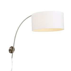 Moderní nástěnná oblouková lampa ocel s bílým stínítkem 50/50/25 nastavitelná obraz