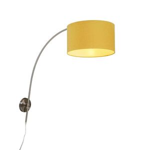 Nástěnná oblouková lampa ocelová se žlutým stínítkem 35/35/20 nastavitelná obraz