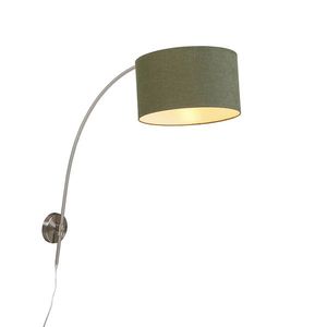 Nástěnná oblouková lampa ocelová sstínítkem zelená 35/35/20 nastavitelná obraz