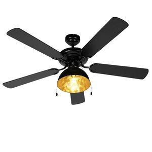 Stropní ventilátor černý s béžovou barvou 130 cm s tahovým spínačem - Mistral Magna obraz