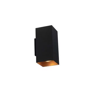 Designová nástěnná lampa čtvercová černá se zlatým vnitřkem - Sab obraz