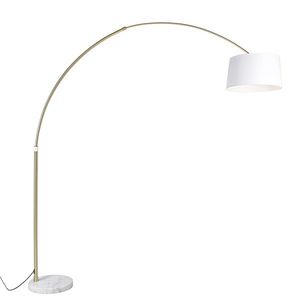 Oblouková lampa mosazná s bílým látkovým stínítkem bílá 50 cm - XXL obraz