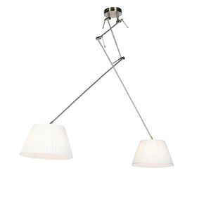 Ocelové závěsné svítidlo splisovanými stínidly krémové 35 cm 2-světlo - Blitz obraz