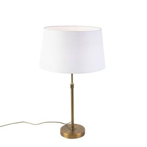 Stolní lampa bronzová s lněným stínítkem bílým 35 cm - Parte obraz