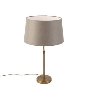 Stolní lampa bronzová s lněným stínítkem taupe 35 cm - Parte obraz